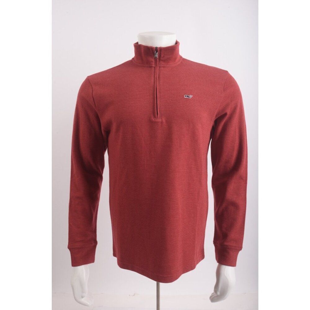 Vineyard Vines Mens Saltwater Quarter Zip Shirt Top Size S Sangria Stripe NWT